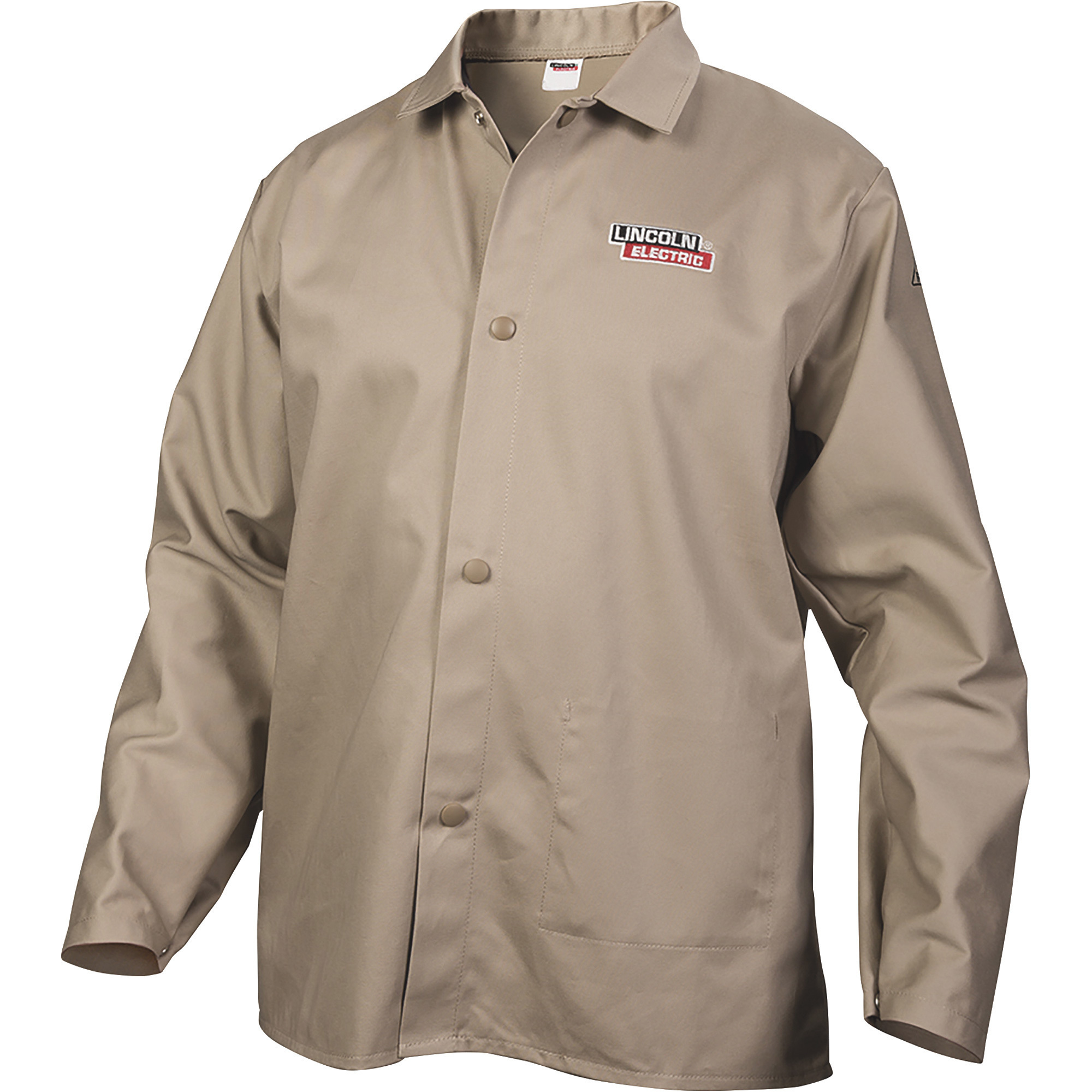 Lincoln Electric, LN TAN FR POLY WELD JACKET L, Material Polyester, Color Khaki, Model# KH804L